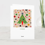 Midden eeuw moderne kerstboom retro raket feestdagen kaart (Achterkant)