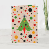 Midden eeuw moderne kerstboom retro raket feestdagen kaart (Voorkant)