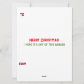 Midden eeuw moderne kerstboom retro raket feestdagenkaart (Achterkant)