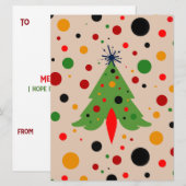 Midden eeuw moderne kerstboom retro raket feestdagenkaart (Voorkant / Achterkant)