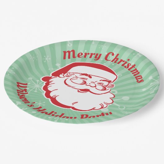 Midden-eeuw moderne kerstman papieren bordje (Gekanteld)