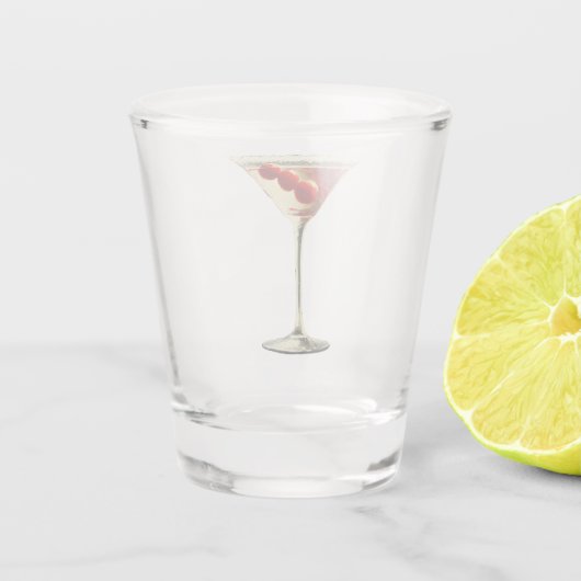 Midden eeuw Moderne Kerstmis Cranberry Martini Shot Glas (Achterkant)