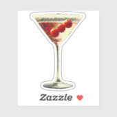 Midden eeuw Moderne Kerstmis Cranberry Martini Sticker (Vel)