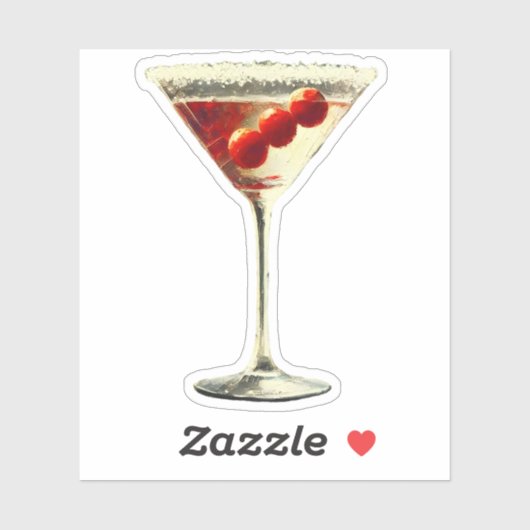 Midden eeuw Moderne Kerstmis Cranberry Martini Sticker (Vel)
