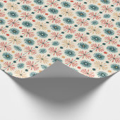 Midden eeuw moderne kerststerren cadeaupapier (Hoek)