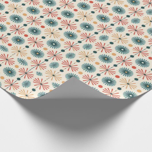 Midden eeuw moderne kerststerren cadeaupapier (Hoek)