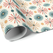 Midden eeuw moderne kerststerren cadeaupapier (Rol Hoek)