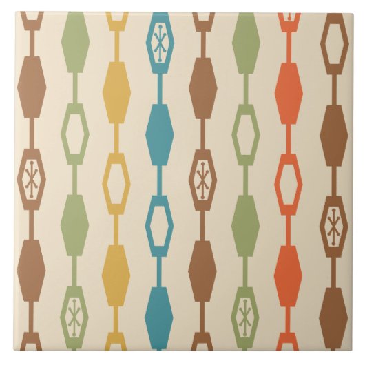 Midden eeuw moderne ketens veelkleurig tegeltje (Voorkant)