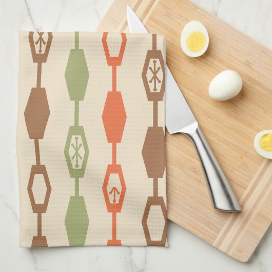 Midden eeuw moderne ketens veelkleurig theedoek (Quarter Fold)