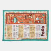 Midden-eeuw moderne keukengerei kalender handdoek (Horizontaal)