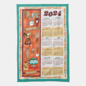 Midden-eeuw moderne keukengerei kalender handdoek (Verticaal)