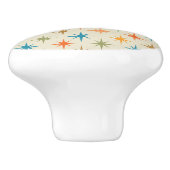 Midden eeuw moderne kleurrijke atomaire sterrenbee keramische knop (Zijkant)