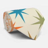 Midden eeuw moderne kleurrijke atomaire sterrenbee stropdas (Opgerold)