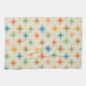 Midden eeuw moderne kleurrijke atomaire sterrenbee theedoek (Horizontaal)