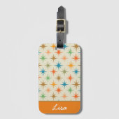 Midden eeuw moderne kleurrijke atomaire sterrenspr bagagelabel (Voorkant (verticaal))
