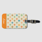 Midden eeuw moderne kleurrijke atomaire sterrenspr bagagelabel (Voorkant (horizontaal))