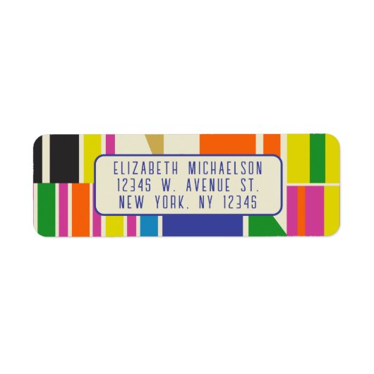 Midden eeuw moderne kleurrijke retro geometrisch etiket (Voorkant)