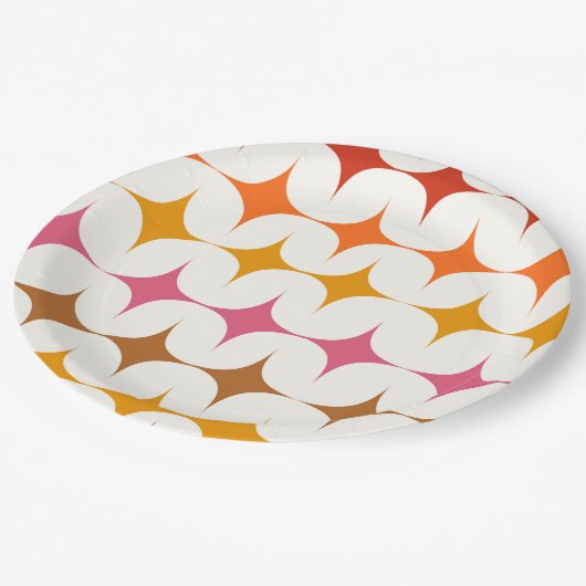 Midden eeuw moderne kleurrijke sterrenbeelden op w papieren bordje (Gekanteld)