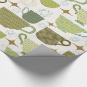 Midden eeuw moderne kleurrijke theekopje cadeaupapier (Hoek)