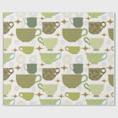 Midden eeuw moderne kleurrijke theekopje cadeaupapier (Vlak)