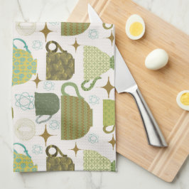 Midden eeuw moderne kleurrijke theekopje theedoek