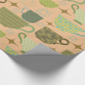 Midden eeuw moderne koraal theekopje cadeaupapier (Hoek)