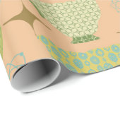 Midden eeuw moderne koraal theekopje cadeaupapier (Rol Hoek)