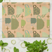 Midden eeuw moderne koraal theekopje theedoek (Gevouwen)