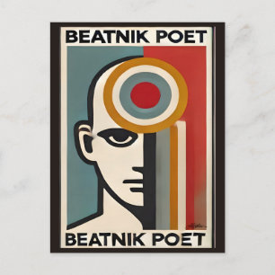 Midden eeuw moderne kunst Beatnik-dichter Briefkaart