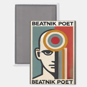 Midden eeuw moderne kunst Beatnik-dichter Magneet (Voorkant / Achterkant)