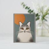 Midden eeuw moderne kunst De grijze kat Briefkaart (Staand voorkant)
