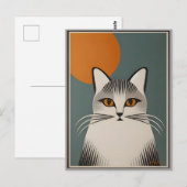 Midden eeuw moderne kunst De grijze kat Briefkaart (Voorkant / Achterkant)