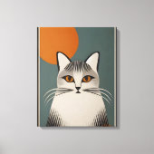 Midden eeuw moderne kunst De grijze kat Canvas Afdruk (Voorkant)