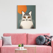 Midden eeuw moderne kunst De grijze kat Canvas Afdruk (Insitu (Woonkamer))