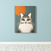 Midden eeuw moderne kunst De grijze kat Canvas Afdruk (Insitu (Houten vloer))