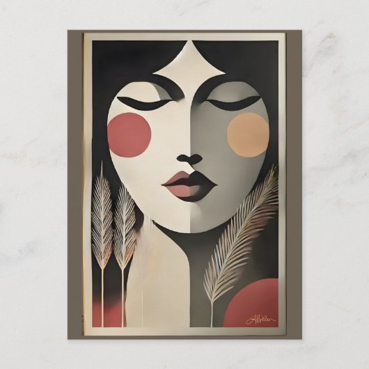 Midden eeuw moderne kunst meditatie briefkaart (Voorkant)