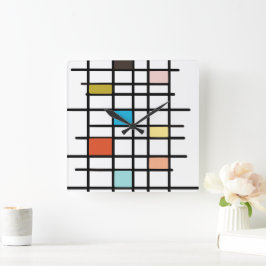 Midden eeuw moderne kunstprint vierkante klok