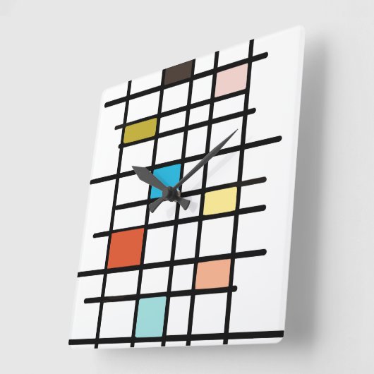 Midden eeuw moderne kunstprint vierkante klok (Hoek)