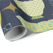 Midden eeuw moderne marine blauw theekopje cadeaupapier (Rol Hoek)