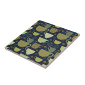 Midden eeuw moderne marine blauw theekopje tegeltje (Zijkant)