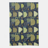 Midden eeuw moderne marine blauw theekopje theedoek (Verticaal)