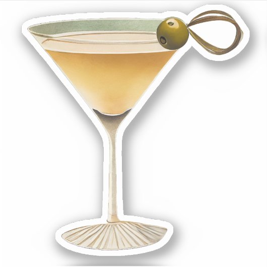 Midden eeuw Moderne Martini One Olive Sticker (Voorkant)