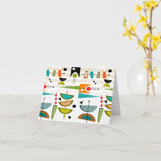 Midden-eeuw Moderne Notitiekaarten Atomic #90 (Gele Bloem)