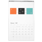 Midden eeuw Moderne Originele Atoomkunst Kalender (Feb 2027)
