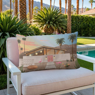 Midden eeuw moderne Palm Springs Flamingo huis Kussen