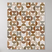 Midden eeuw Moderne Patroon Aarde Tonen Terracotta Poster (Voorkant)