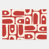 Midden-eeuw moderne Piquet Retro patroon rood Inpakpapier Vel (Voorkant 3)