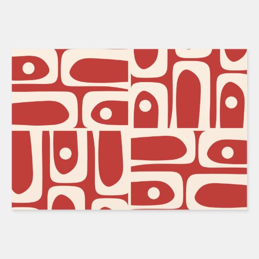 Midden-eeuw moderne Piquet Retro patroon rood Inpakpapier Vel (Voorkant 3)