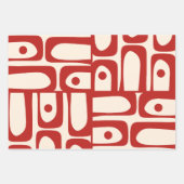 Midden-eeuw moderne Piquet Retro patroon rood Inpakpapier Vel (Voorkant 2)