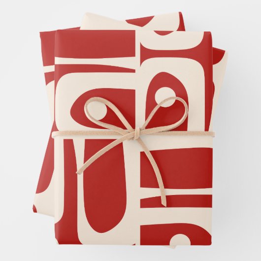 Midden-eeuw moderne Piquet Retro patroon rood Inpakpapier Vel (In situ)